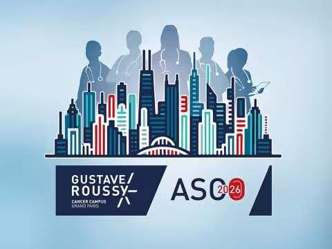 Illustration Gustave Roussy ASCO 2026 Chicago skyline